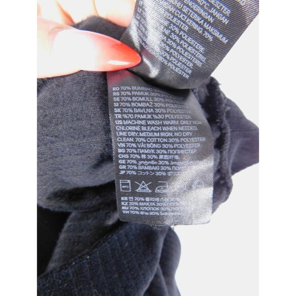 H&M Divided Sweatshirt XL Black Velour Ribbed Crewneck Pullover Casual - Picture 12 of 12